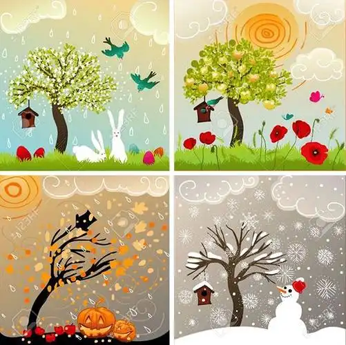 教程|色彩冷暖画树的四季