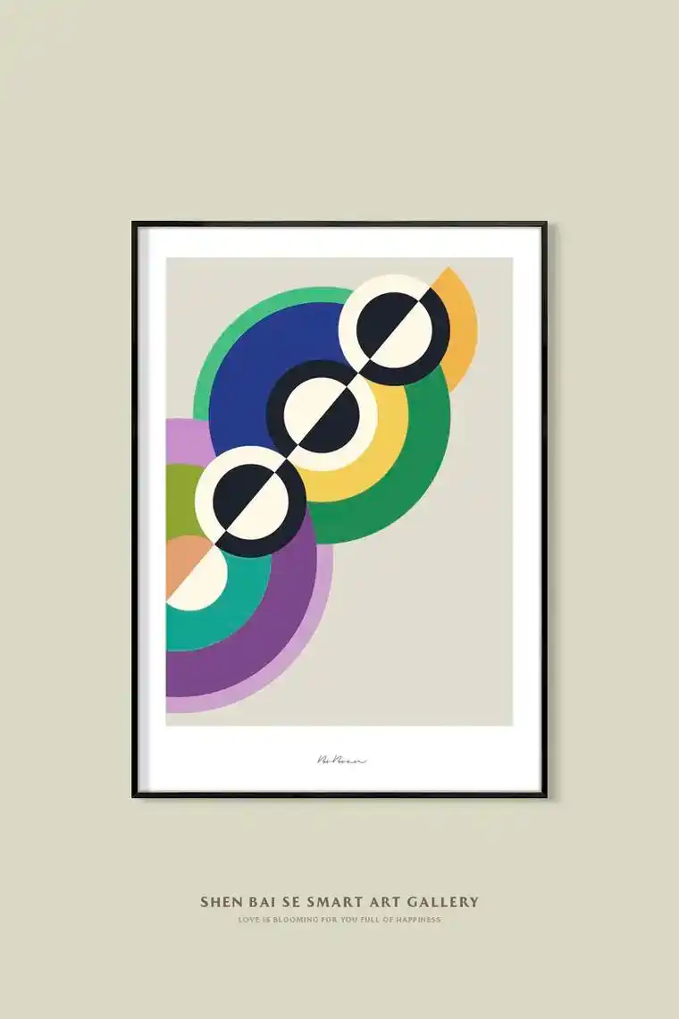 左斜圆环色块画.#抽象画 #几何画#色彩画 #装饰画 - 抖音