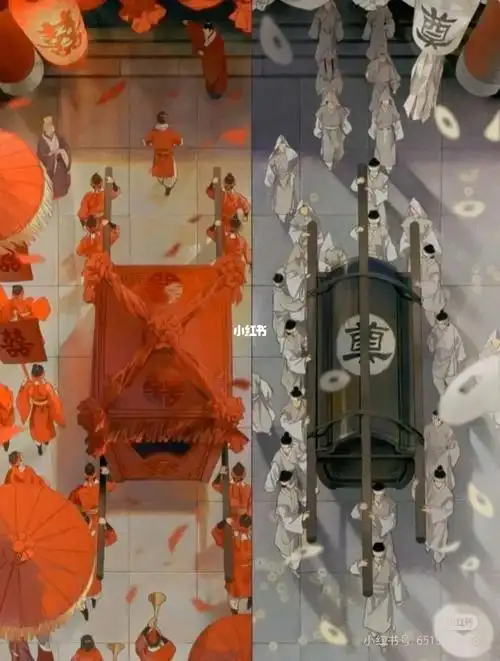 薛宝钗的花轿与林黛玉的棺材擦肩而过,宝玉以为花轿里,载的是他日思夜