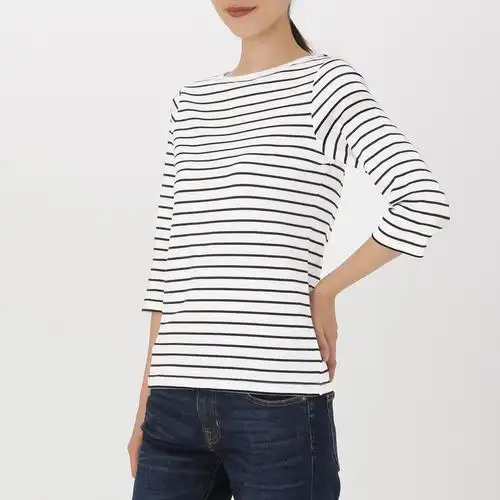 女装有机棉弹性七分袖t裇 | 无印良品 muji