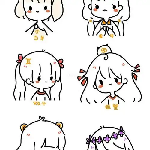 十二星座q版少女简笔画可爱