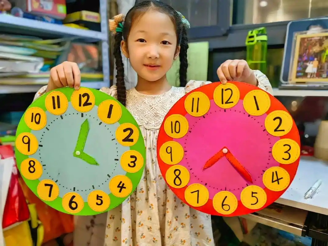 周末完成亲子手工钟表模型!#一年级新生 #今日份学习  - 抖音