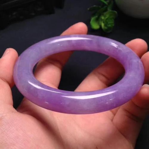 聪蝶缅甸老坑翡翠玉手镯冰种满紫翡翠紫罗兰圆条镯子女款手环 53号