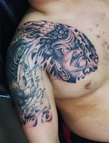 不动明王半甲纹身图案大全