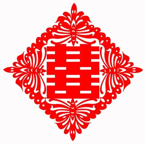 中国剪纸双喜矢量图
