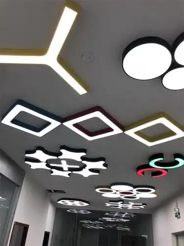 创意led办公吊灯超市造型灯网咖照明健身房创意回形吊线灯 厂家