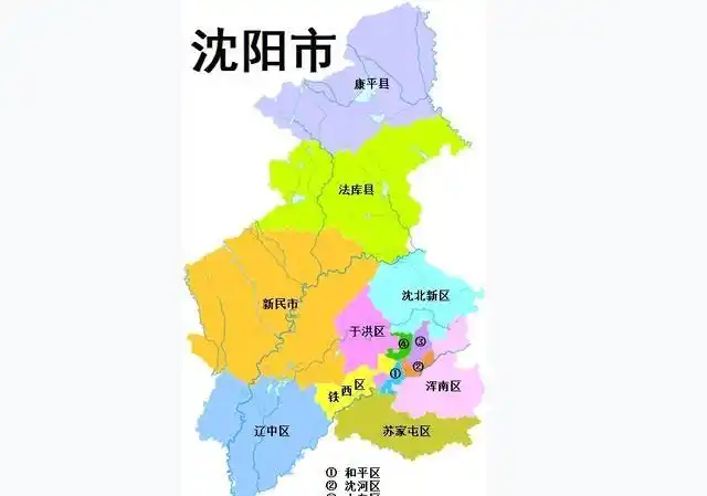 沈阳市的行政区划地图如下所示.