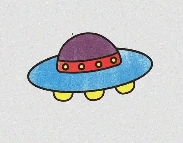 宇宙飞船_简笔画_文化_绘画外星人飞船儿童画儿创简笔画宇宙星球马克