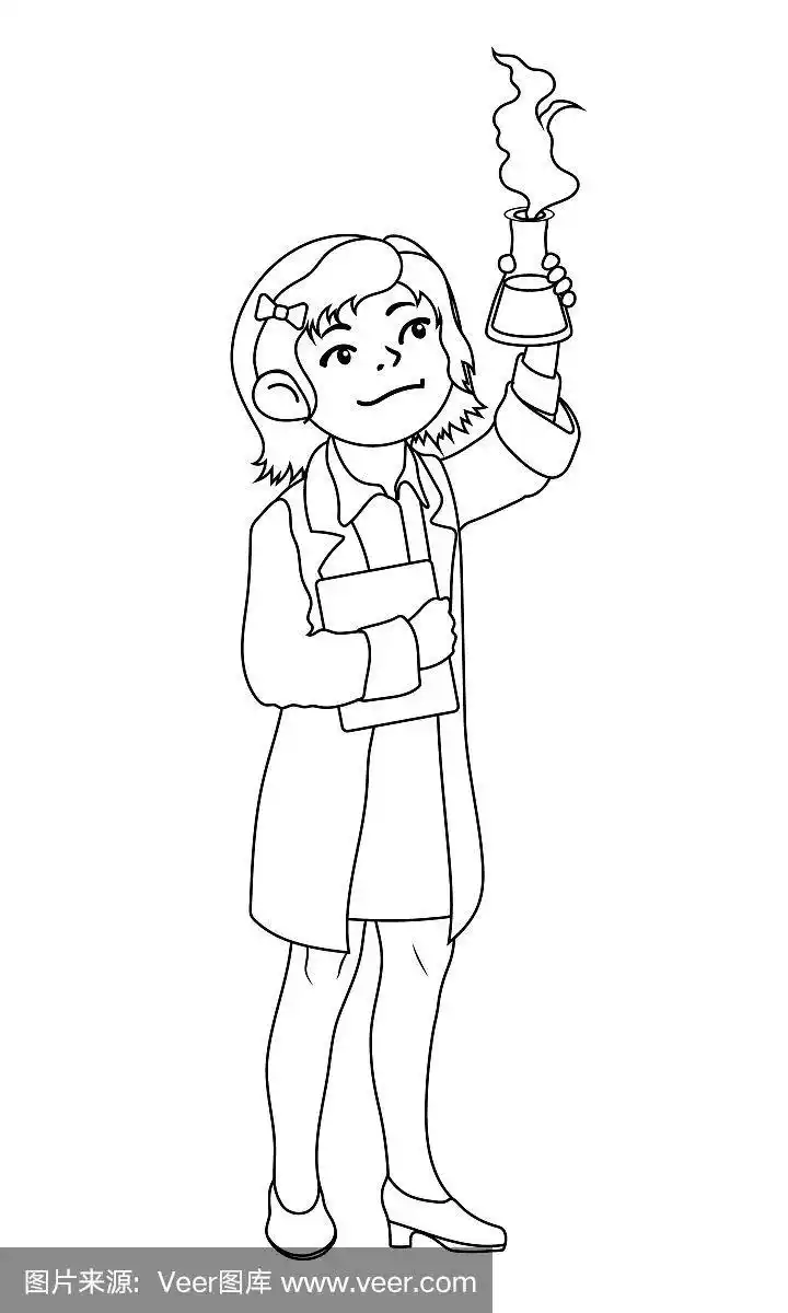 化学家,女孩,儿童插画,健康保健,化学