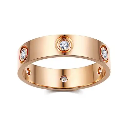 dr珠宝大牌定制18k金经典结婚对戒三色logo签名款单钻卡里亚戒指