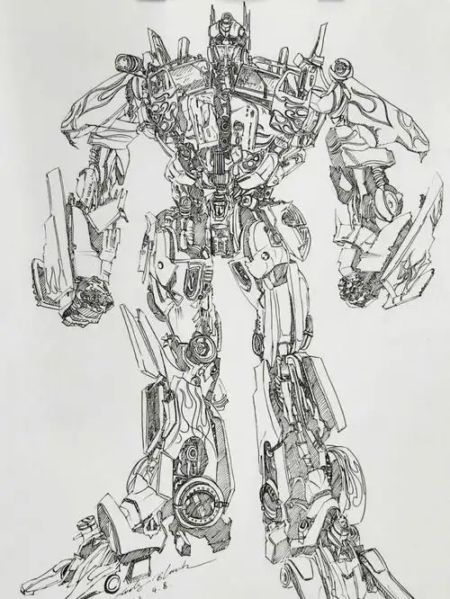 线描速写擎天柱