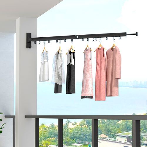 阳台外伸晾衣架室外铝合金晒衣神器顶天立地窗外折叠晾杆