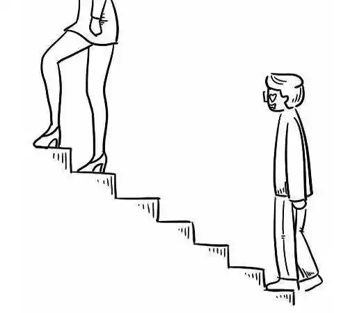 轻声慢步上楼梯的小女孩简笔画