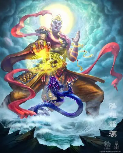 后来降龙尊者降服了龙王取回佛经,立了大功,故称他为「降龙尊者」.