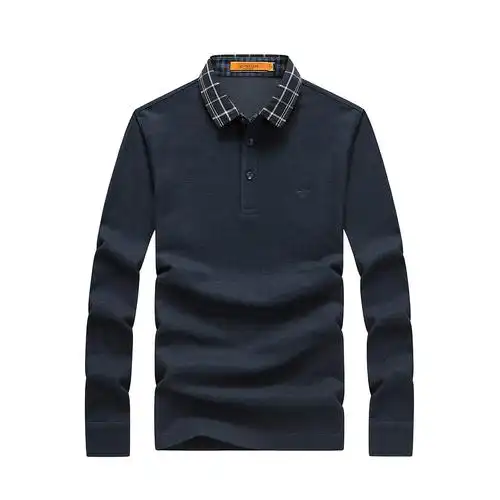 七匹狼长袖t恤2018秋季新款中青年丝光棉t恤男士翻领polo衫男装