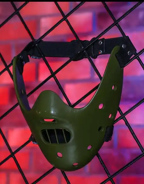 万圣节沉默的羔羊汉尼拔杰森恐怖诡异半脸男cos电影主题树脂面具 黑色