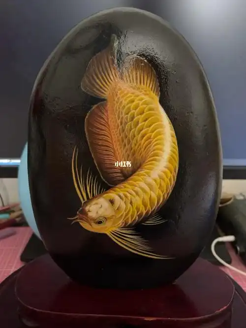 石头画金龙鱼