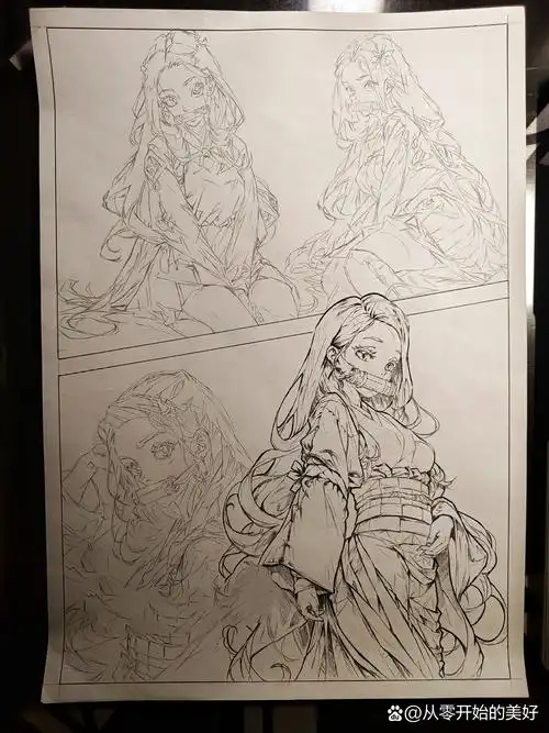 鬼灭之刃手绘(祢豆子)线稿绘制ing