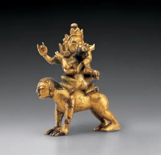 0244清铜鎏金欢喜佛像