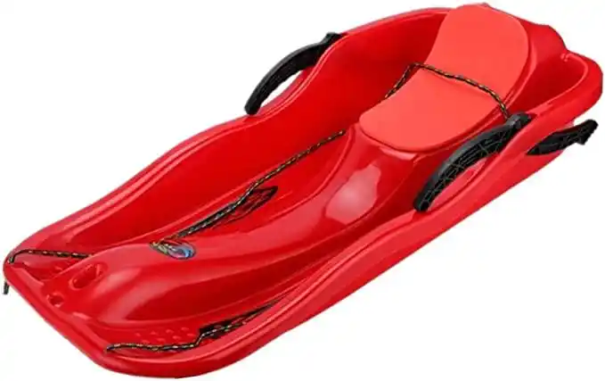 塑料 toboggan 下坡拉雪橇带刹车拉绳和两个把手,耐用儿童成人雪橇