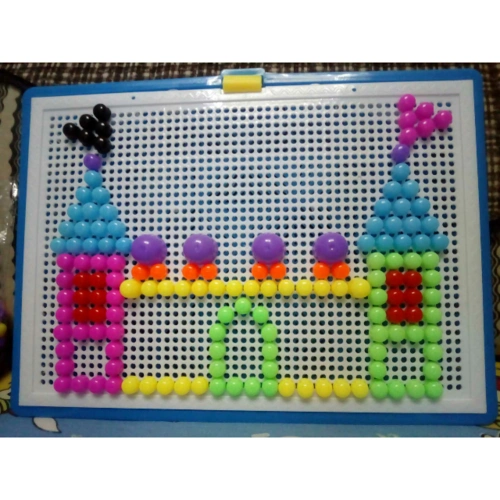 > 296粒蘑菇钉拼图盒装益智拼插玩具蘑菇丁塑料拼图拼板益智玩具商品