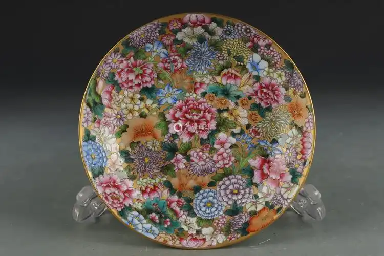 清雍正 珐琅彩万花纹盘