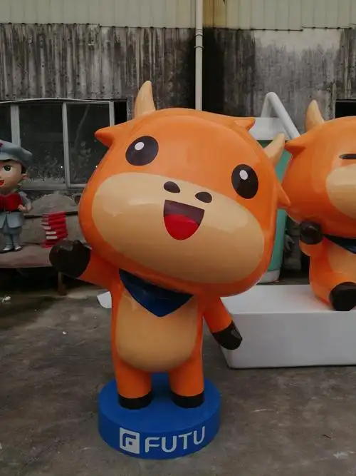 玻璃钢牛卡通造型雕塑 ip吉祥物动物雕塑摆件