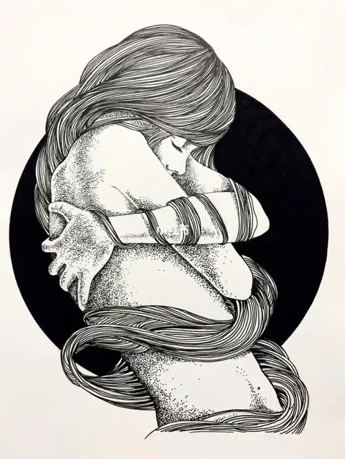 针管笔手绘系列19人物附过程图