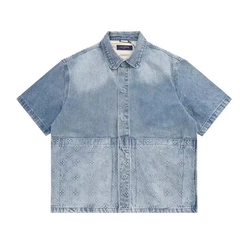 lv牛仔衬衫短袖分享6315.0115lv路易威登fw23 压花单 - 抖音