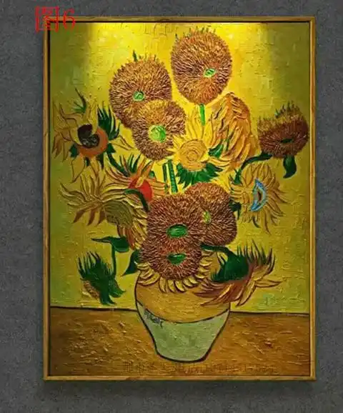 梵高向日葵手绘走廊油画客厅玄关装饰画壁画挂画油画