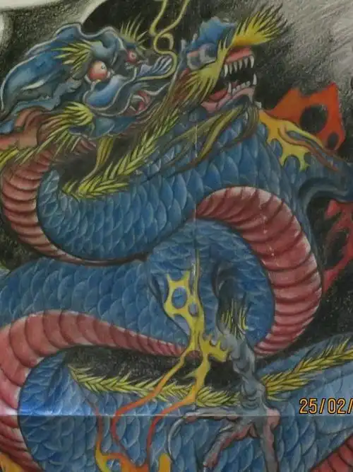 本店手稿之满背青龙部分._纹身图案手稿图片_张玉明的纹身作品集