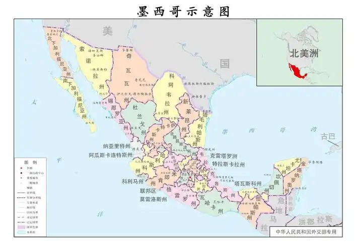 墨西哥行政示意图_国家示意图地图库_地图窝