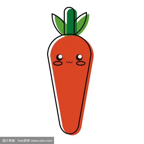 卡哇伊胡萝卜矢量插图
