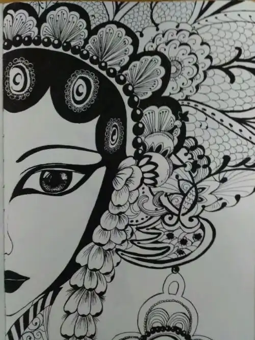 画戏子半脸简笔画