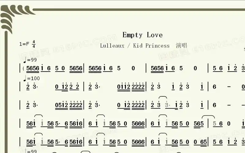 【电音女声金曲】empty love_lulleaux等演唱--动态简谱