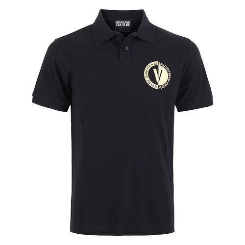 versace jeans couture范思哲 男装 烫金v字徽标短袖polo衫 74gagt10