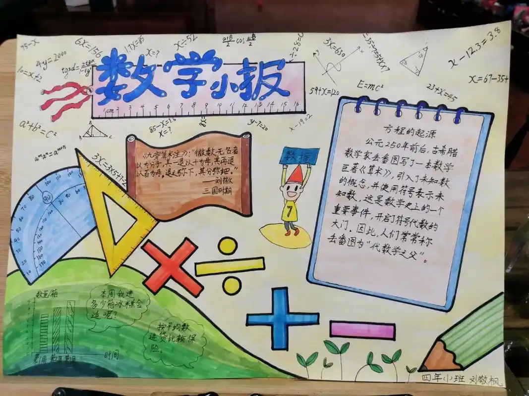 数学小报——四年级方程式 完全自己想的自己的画的也很棒