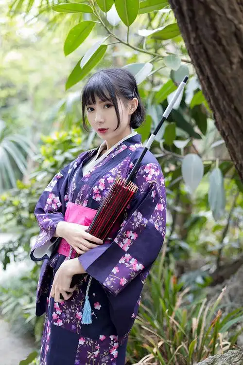 日本花火大会和服日式浴衣 传统日本和服女正装套装温泉和服浴衣