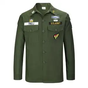 衬衫长袖纯棉春秋军装户外情侣吉普男装jeep女装工装军绿色正品1人