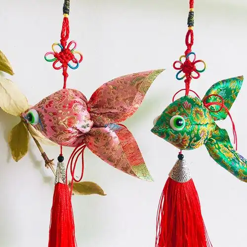 红色金鱼材料包艾草端午节金鱼香包diy材料包传统工艺香囊手工制作