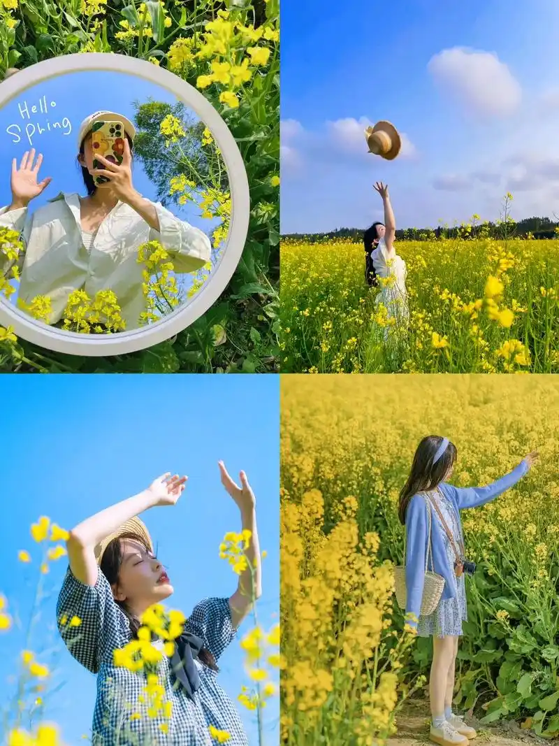油菜花田拍照姿势,姐妹们码住!#创作灵感 三月谁还没有和油菜 - 抖音
