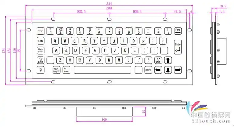 d-8601  产品尺寸:300*110 产品特征 优质进口不锈钢冲压成型键盘