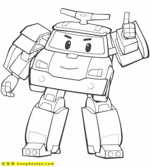 9张可爱汽车人变形金刚机器人卡通涂色图片-红豆饭小学生简笔画大全