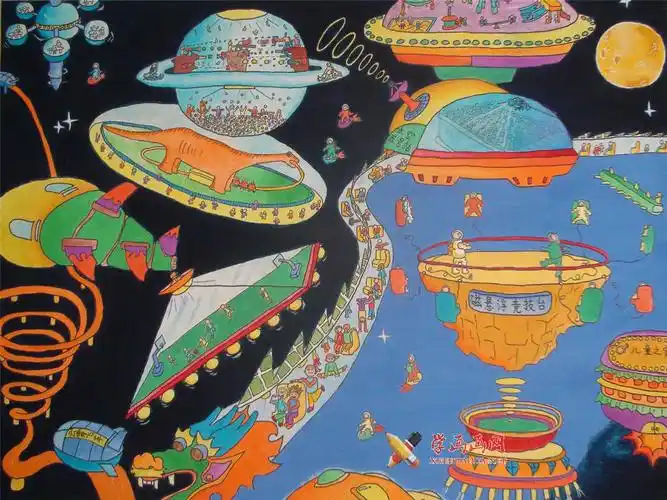 小学生四年级获奖科幻画太空儿童乐园