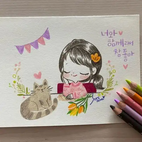 简笔画萌爆彩铅小仙女