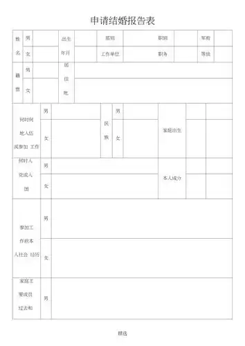申请结婚报告表