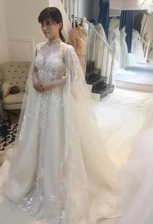 全国莎莎婚纱礼服-sasa-bridal 女王陛下华丽大拖尾婚纱-中国婚博会