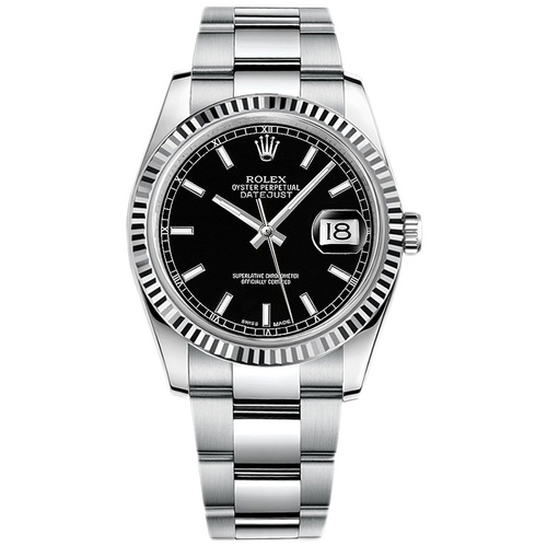 【二手95新】劳力士手表男表日志型18k白金钢自动机械116234二手奢侈