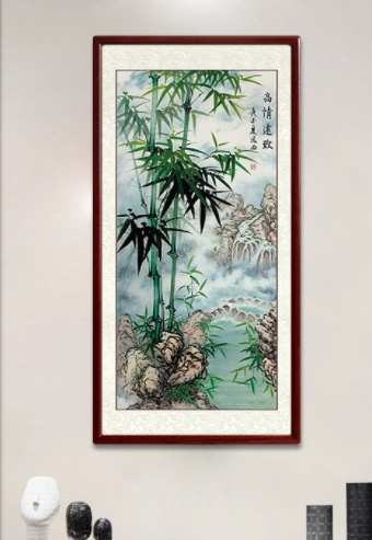 尚得堂李红美手绘山水画竹子装饰画高情远致65x125cm宣纸