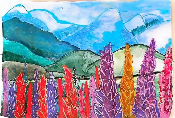 《鲁冰花》 水粉画